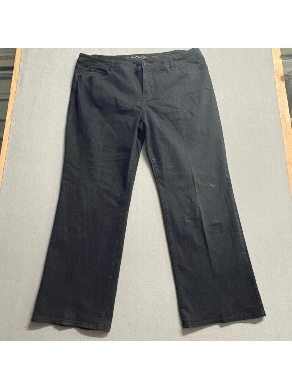 INC International Concepts Bootcut Jeans Womens 24W Black Denim Slim Tech Fit